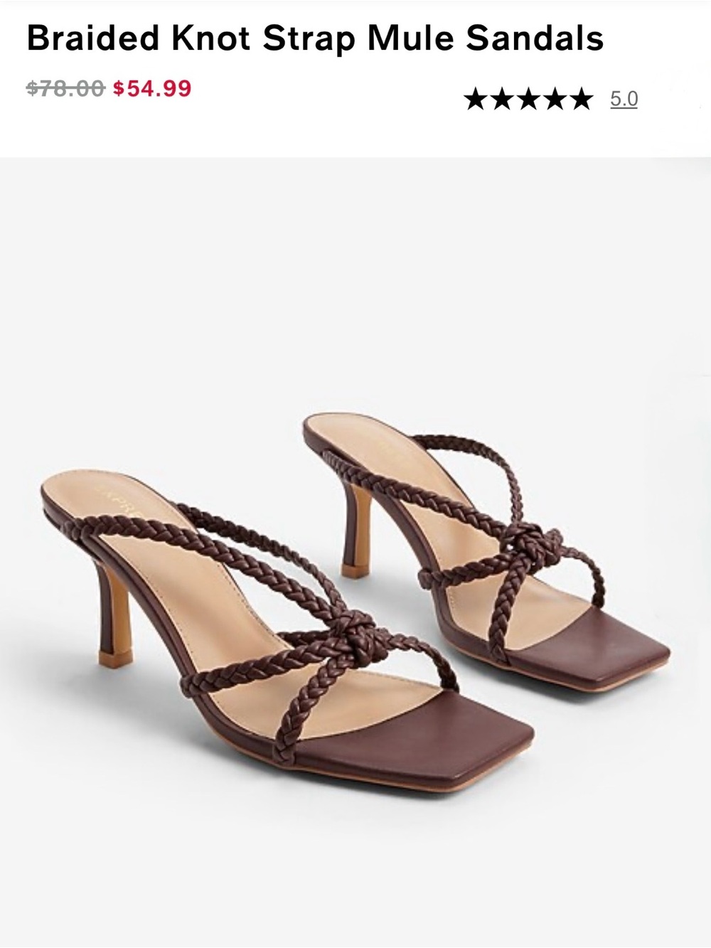 Express Braided Knot Strap Mule Sandals - Brown